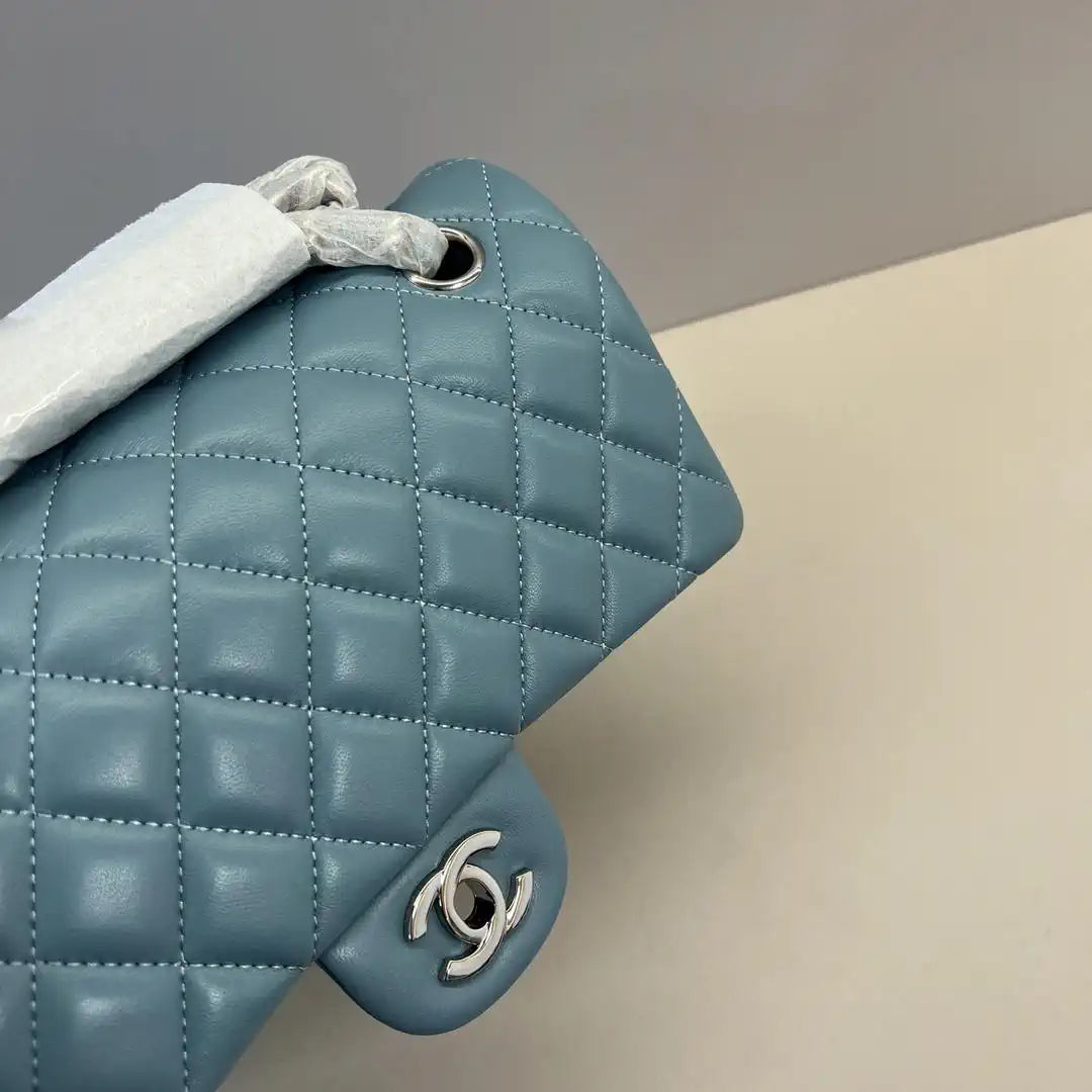 Chanel A01112 Flap Classic 11.12 Handbag Lambskin Blue Gray