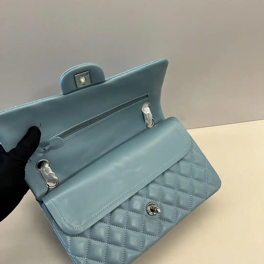 Chanel A01112 Flap Classic 11.12 Handbag Lambskin Blue Gray