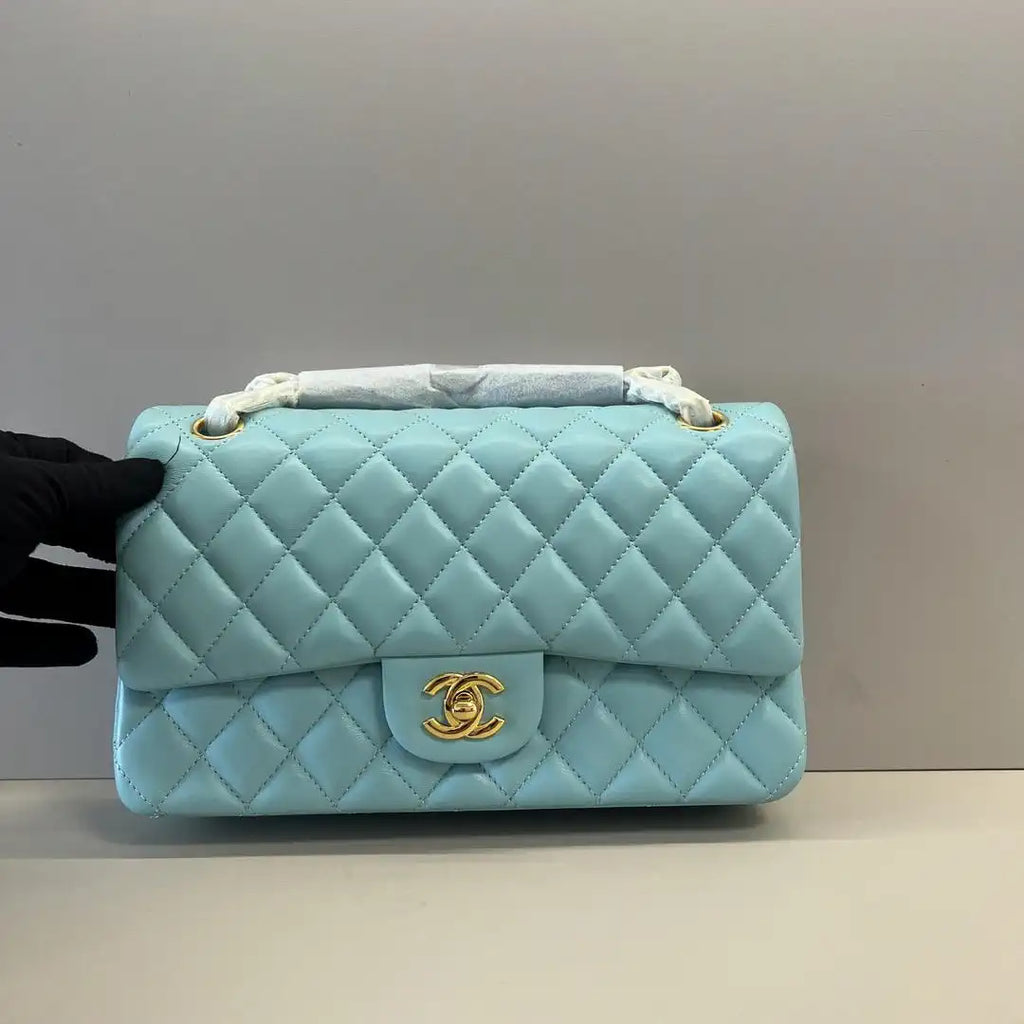 Chanel A01112 Flap Classic 11.12 Handbag Lambskin Pastel Blue