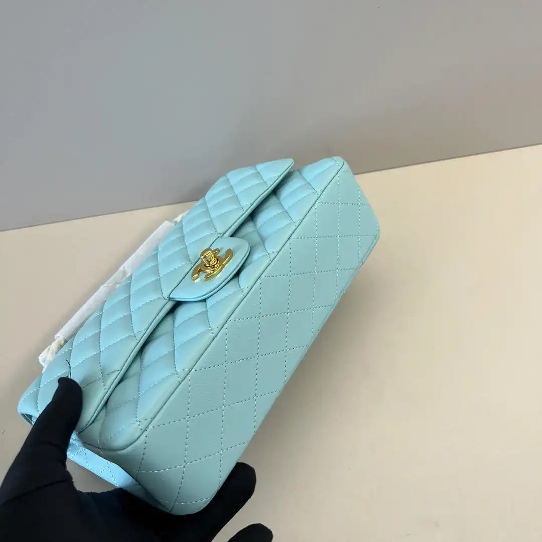 Chanel A01112 Flap Classic 11.12 Handbag Lambskin Pastel Blue