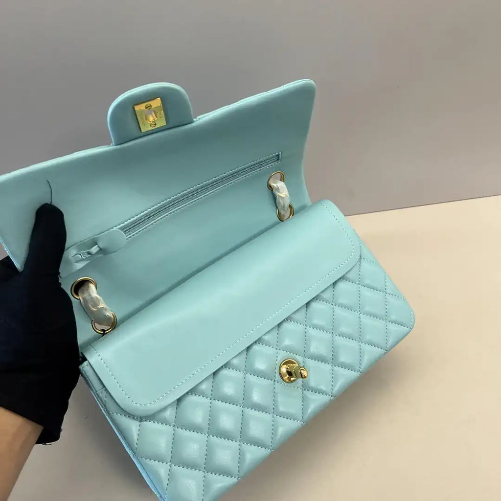 Chanel A01112 Flap Classic 11.12 Handbag Lambskin Pastel Blue