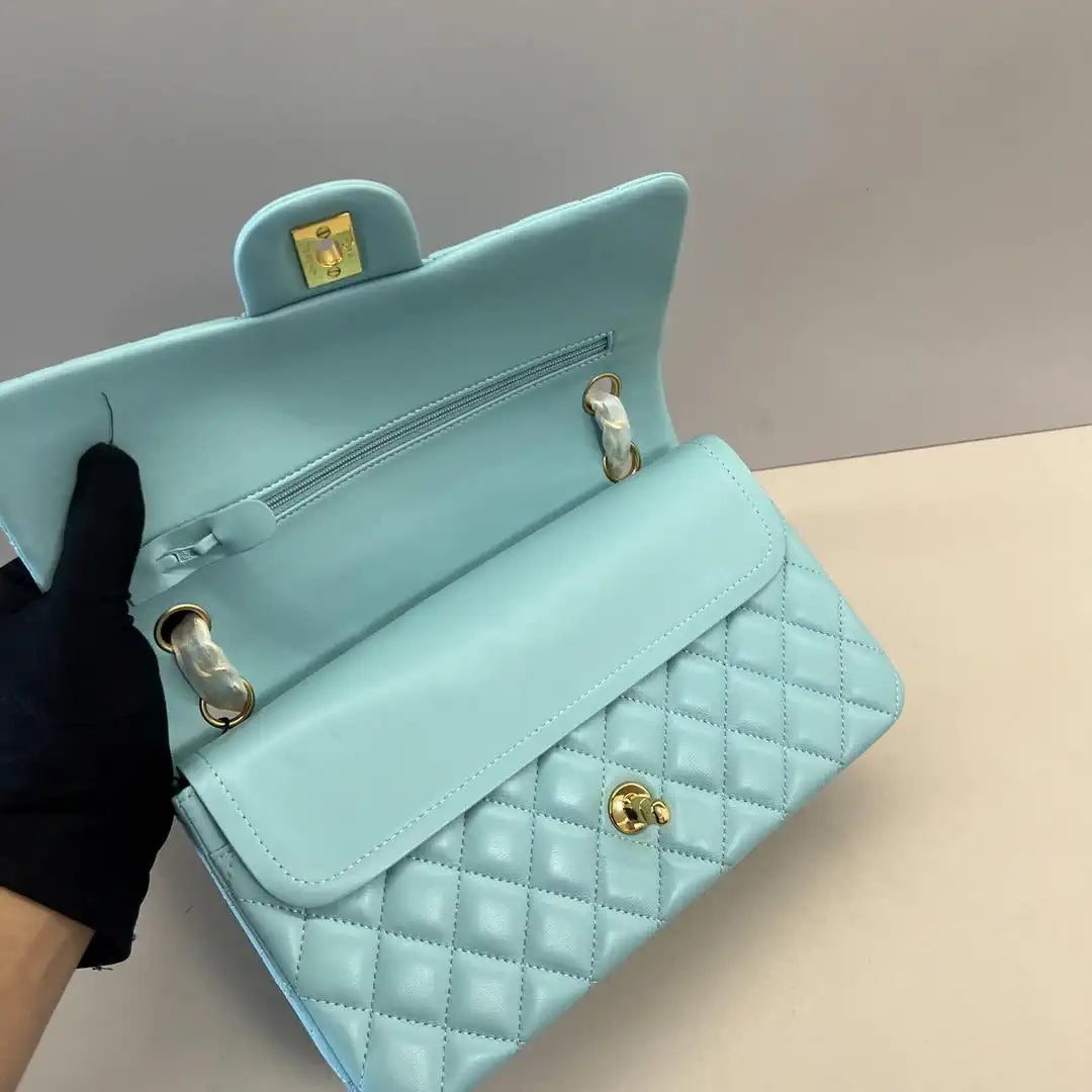 Chanel A01112 Flap Classic 11.12 Handbag Lambskin Pastel Blue