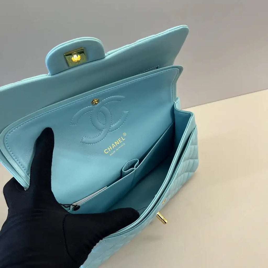 Chanel A01112 Flap Classic 11.12 Handbag Lambskin Pastel Blue