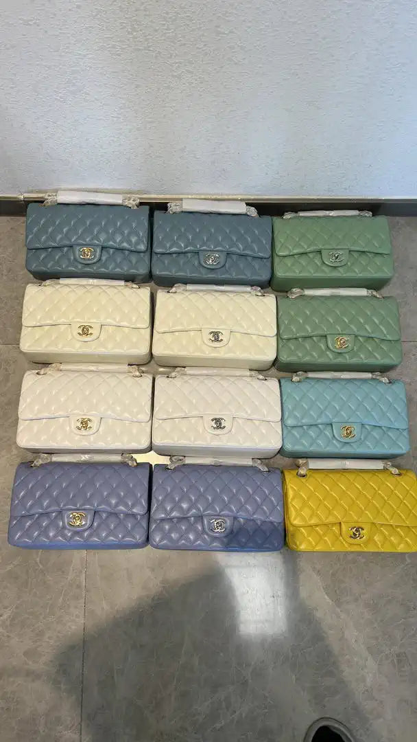 Chanel A01112 Flap Classic 11.12 Handbag Lambskin Yellow Gold