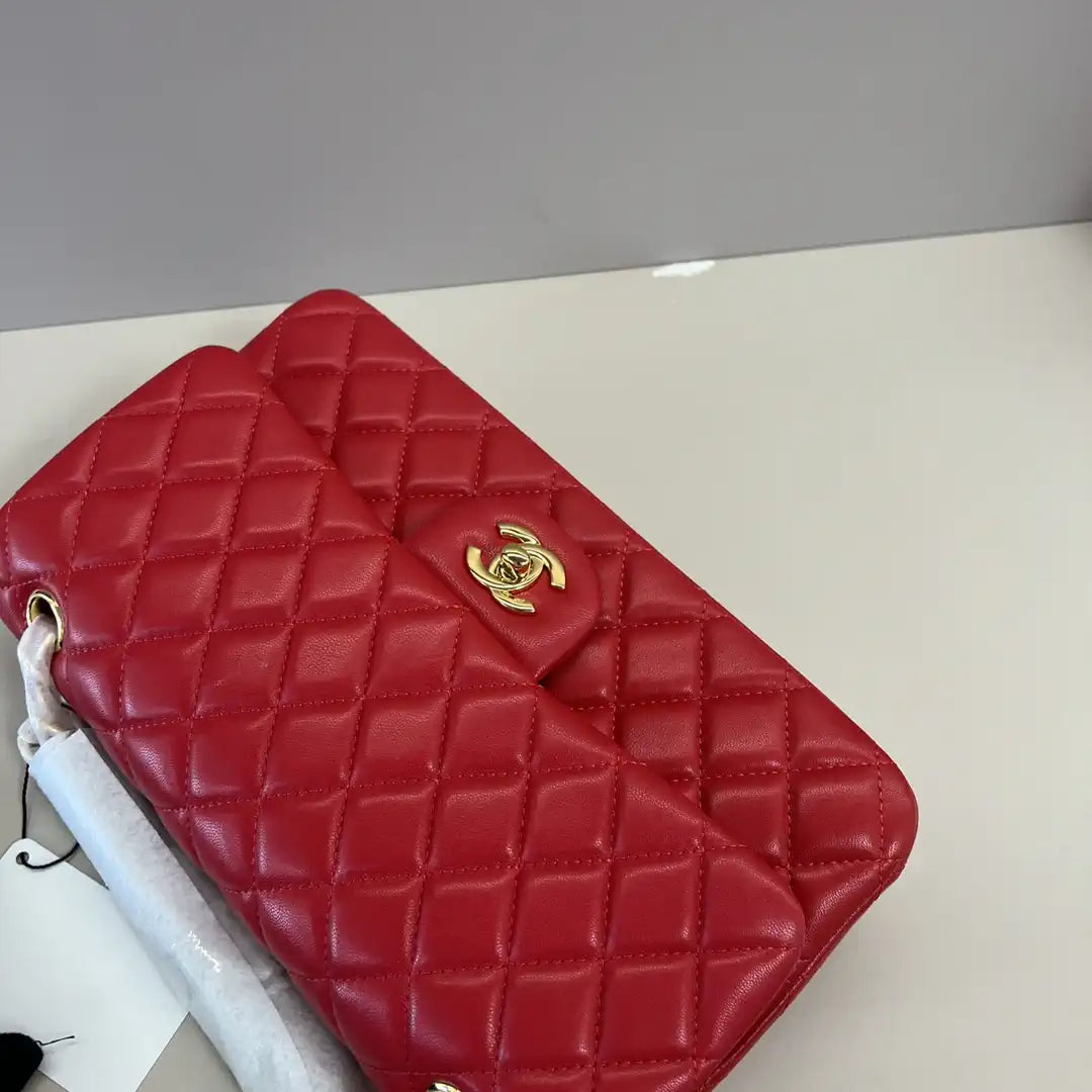 Chanel A01112 Flap Classic 11.12 Handbag Lambskin Red