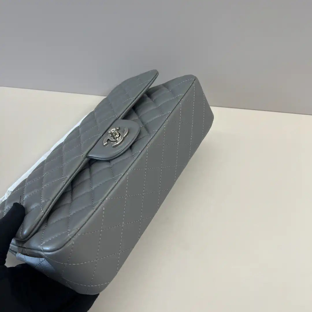 Chanel A01112 Flap Classic 11.12 Handbag Lambskin Dark Gray