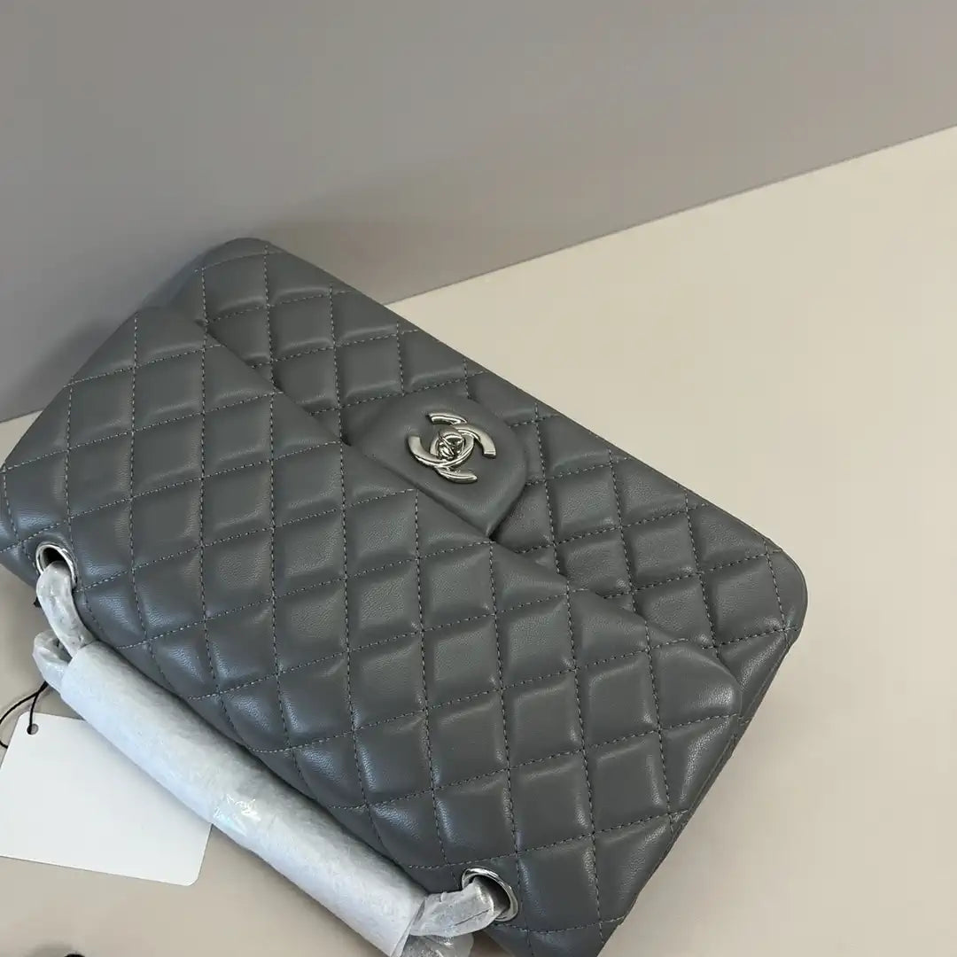 Chanel A01112 Flap Classic 11.12 Handbag Lambskin Dark Gray
