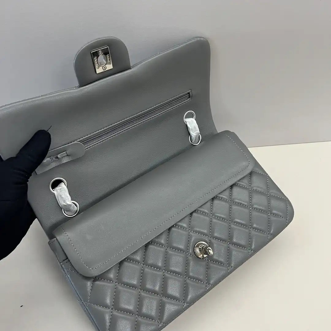 Chanel A01112 Flap Classic 11.12 Handbag Lambskin Dark Gray