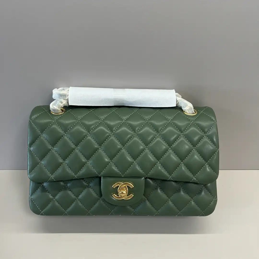 Chanel A01112 Flap Classic 11.12 Handbag Lambskin Dark Green