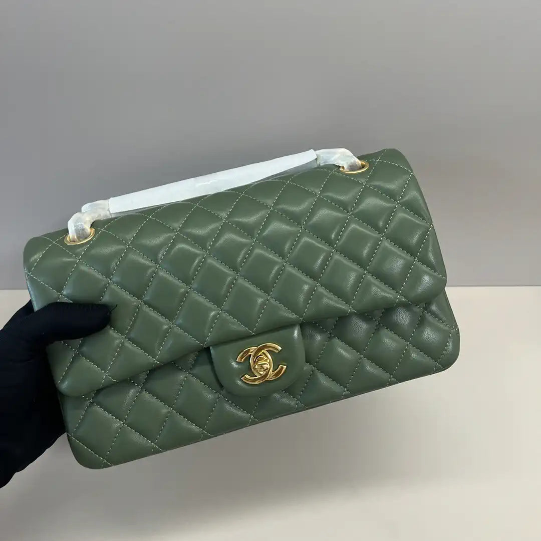Chanel A01112 Flap Classic 11.12 Handbag Lambskin Dark Green