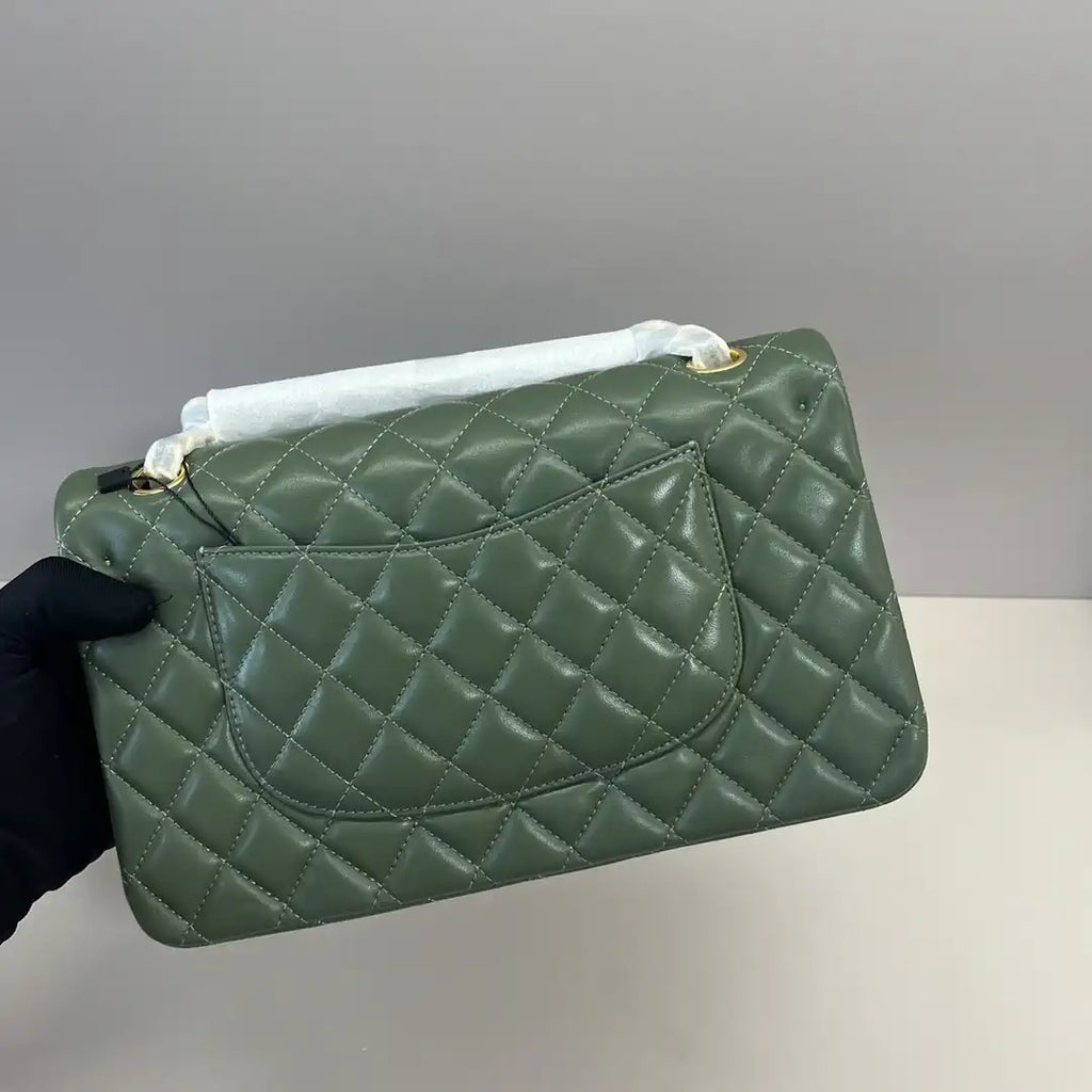 Chanel A01112 Flap Classic 11.12 Handbag Lambskin Dark Green