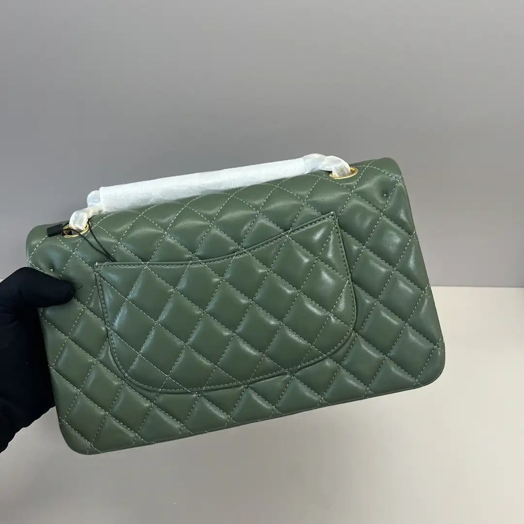 Chanel A01112 Flap Classic 11.12 Handbag Lambskin Dark Green
