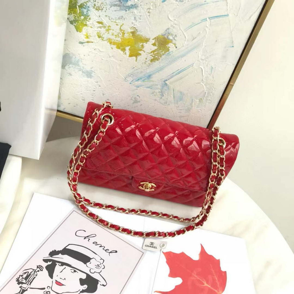 Chanel A01112 Flap Classic 11.12 Handbag Patent leather Red