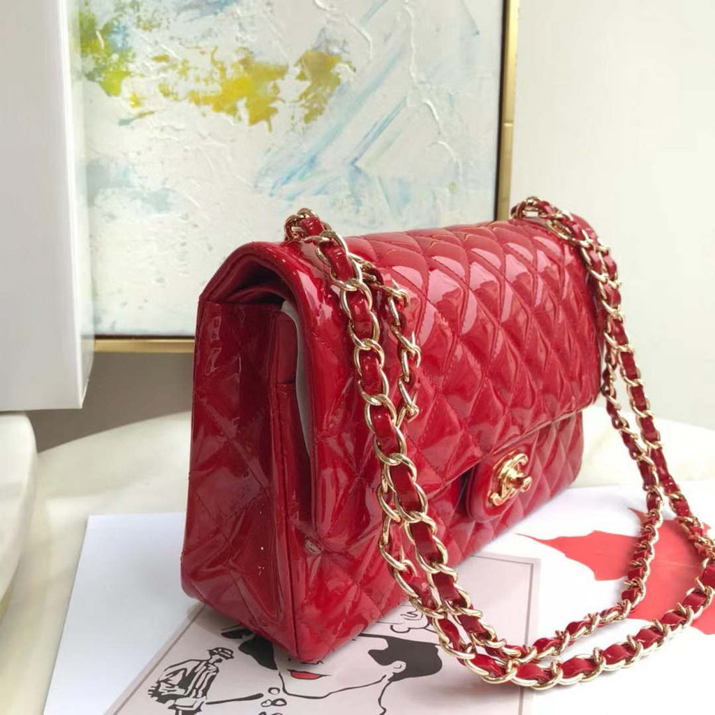Chanel A01112 Flap Classic 11.12 Handbag Patent leather Red