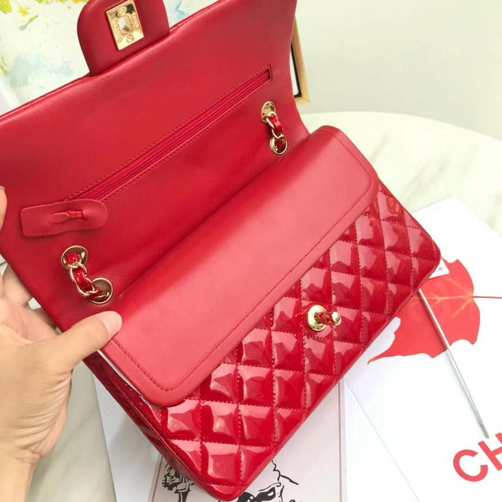 Chanel A01112 Flap Classic 11.12 Handbag Patent leather Red