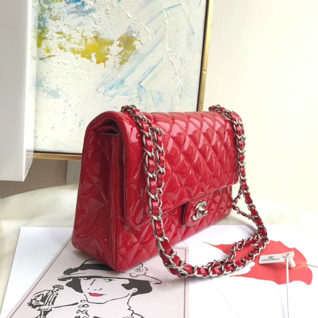 Chanel A01112 Flap Classic 11.12 Handbag Patent leather Red