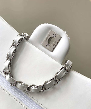 Chanel A01112 Flap Classic 11.12 Handbag Sequined & Lambskin White - Default Title - View 7