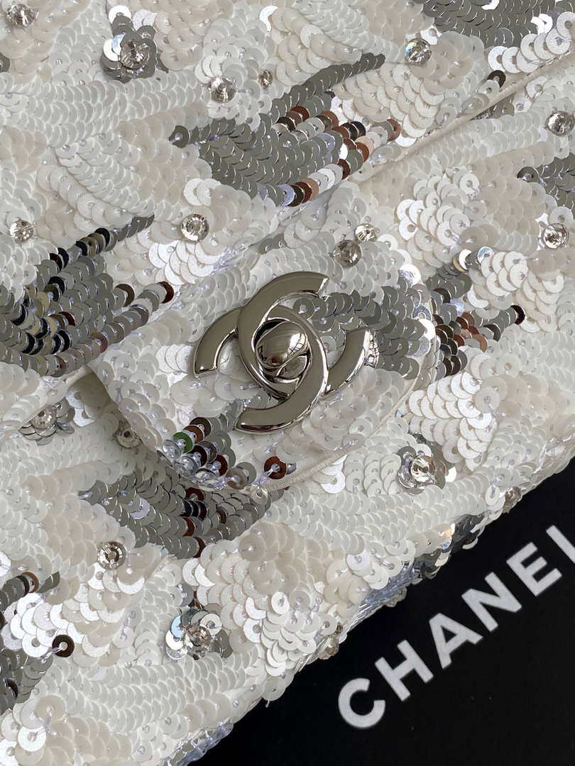 Chanel A01112 Flap Classic 11.12 Handbag Silver and sequined beads - Default Title - View 5