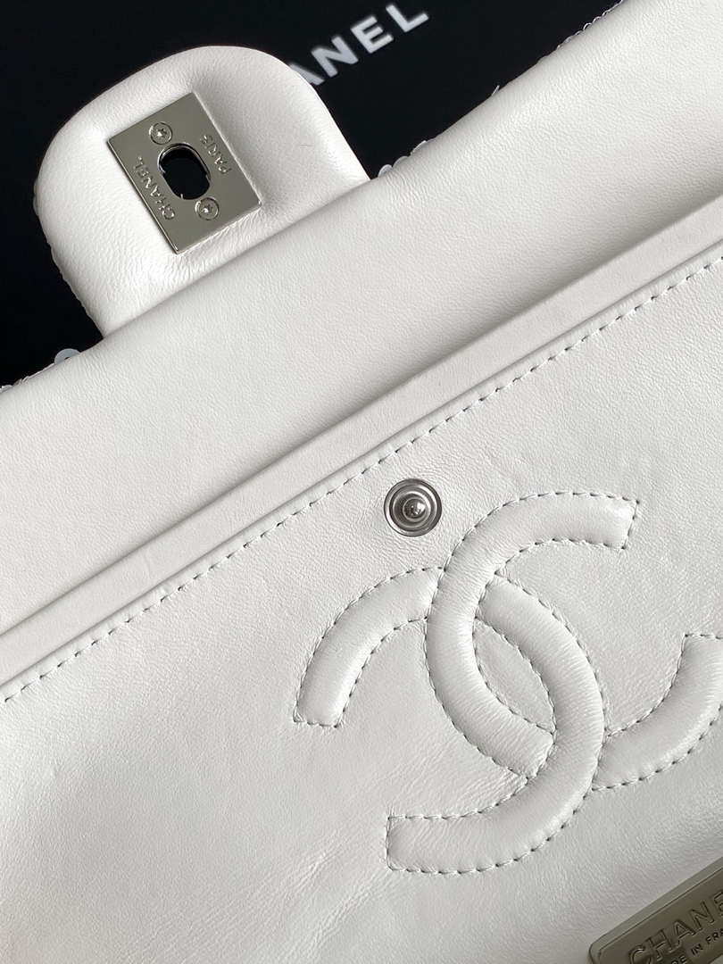 Chanel A01112 Flap Classic 11.12 Handbag Silver and sequined beads
