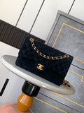 Chanel A01112 Flap Classic 11.12 Handbag Suede leather & Gold-Tone Metal Black
