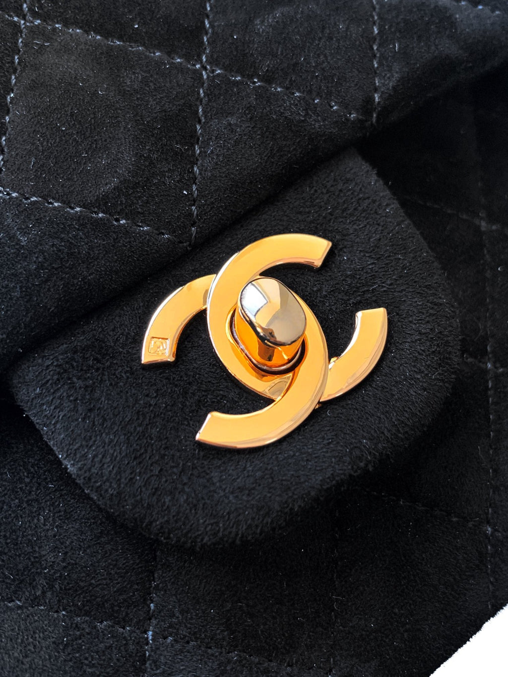 Chanel A01112 Flap Classic 11.12 Handbag Suede leather & Gold-Tone Metal Black