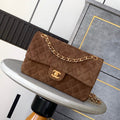 Chanel A01112 Flap Classic 11.12 Handbag Suede leather & Gold-Tone Metal Tan - Default Title - View 1
