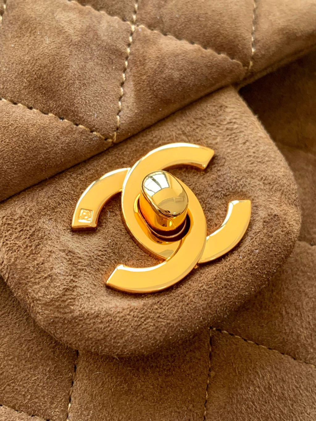 Chanel A01112 Flap Classic 11.12 Handbag Suede leather & Gold-Tone Metal Tan