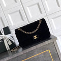 Chanel A01112 Flap Classic 11.12 Handbag Velvet diamond pattern Black