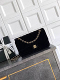 Chanel A01112 Flap Classic 11.12 Handbag Velvet diamond pattern Black