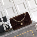 Chanel A01112 Flap Classic 11.12 Handbag Velvet diamond pattern Dark Brown