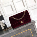 Chanel A01112 Flap Classic 11.12 Handbag Velvet diamond pattern Dark Red