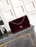 Chanel A01112 Flap Classic 11.12 Handbag Velvet diamond pattern Dark Red