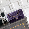 Chanel A01112 Flap Classic 11.12 Handbag Velvet diamond pattern Purple