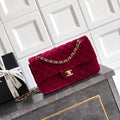 Chanel A01112 Flap Classic 11.12 Handbag Velvet diamond pattern Wine Red