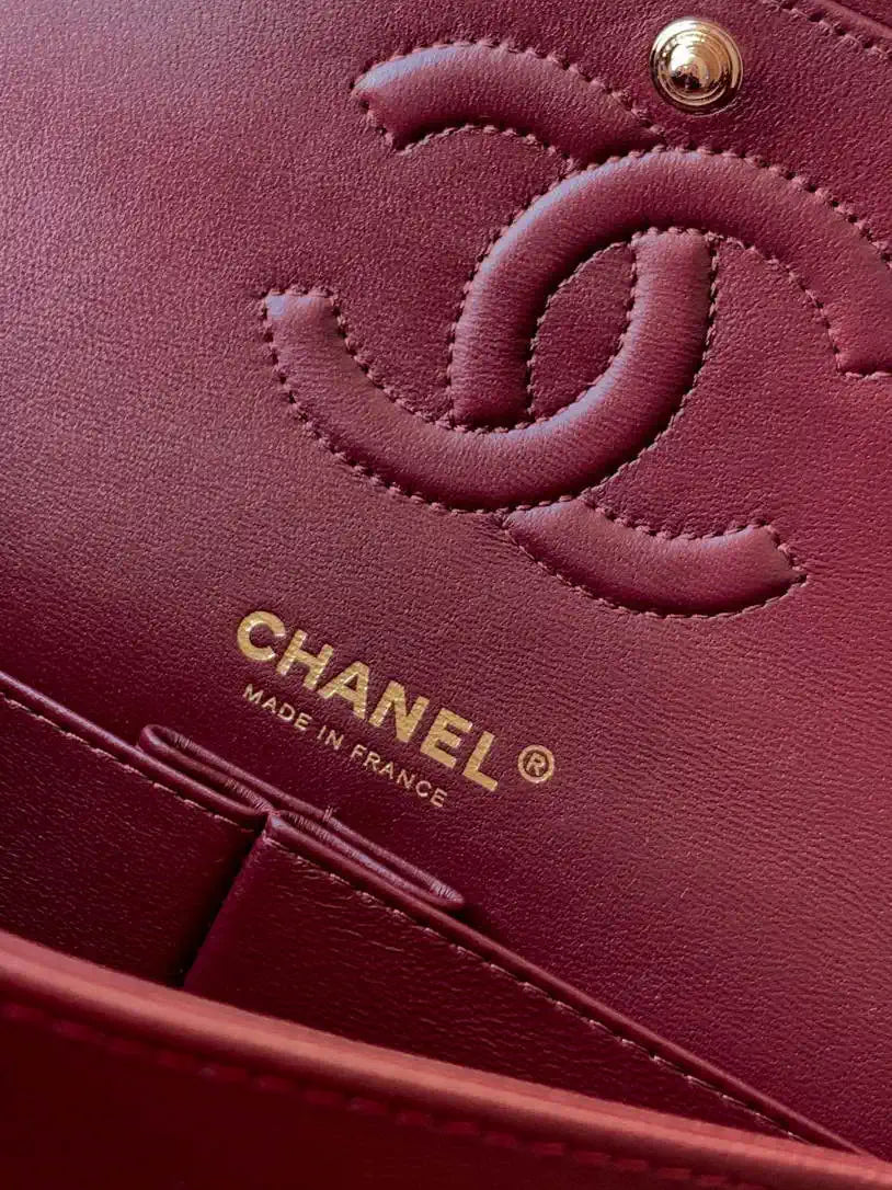 Chanel A01112 Flap Classic 11.12 Handbag Velvet diamond pattern Wine Red