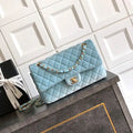 Chanel A01112 Flap Classic 11.12 Handbag Velvet diamond pattern Blue