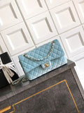Chanel A01112 Flap Classic 11.12 Handbag Velvet diamond pattern Blue
