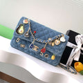 Chanel A01112 Flap Classic 11.12 Handbag Vintage denim jeans & Gold-Tone - Default Title - View 1