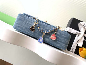 Chanel A01112 Flap Classic 11.12 Handbag Vintage denim jeans & Gold-Tone - Default Title - View 4