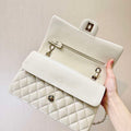 Chanel A01112 Flap Classic 11.12 Handbag White Lambskin Gold - Default Title - View 1