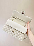 Chanel A01112 Flap Classic 11.12 Handbag White Lambskin Gold
