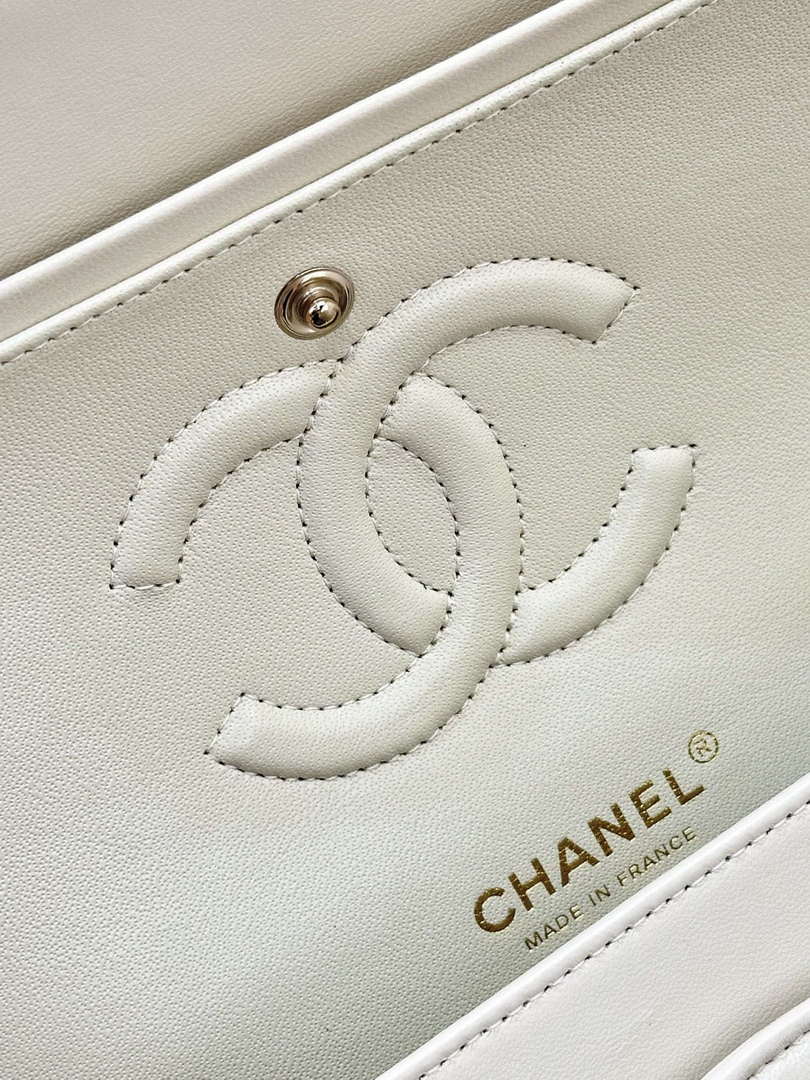 Chanel A01112 Flap Classic 11.12 Handbag White Lambskin Gold