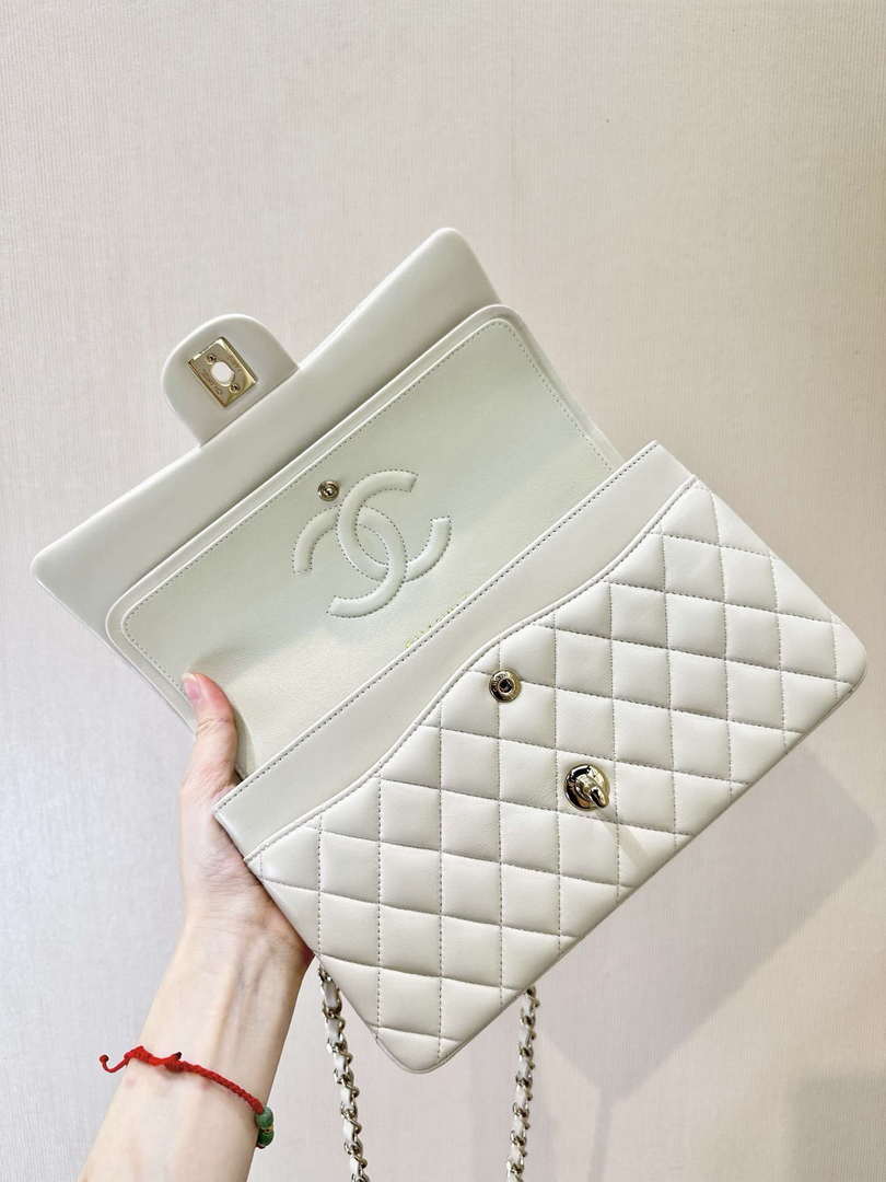 Chanel A01112 Flap Classic 11.12 Handbag White Lambskin Gold - Default Title - View 10