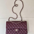 Chanel A01112 Flap Classic 11.12 Handbag Wine Red Lambskin Gold - Default Title - View 1