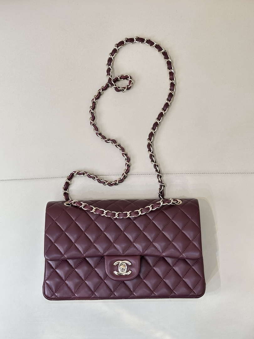 Chanel A01112 Flap Classic 11.12 Handbag Wine Red Lambskin Gold - Default Title - View 1