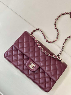 Chanel A01112 Flap Classic 11.12 Handbag Wine Red Lambskin Gold - Default Title - View 2