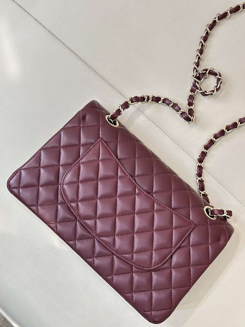 Chanel A01112 Flap Classic 11.12 Handbag Wine Red Lambskin Gold - Default Title - View 8