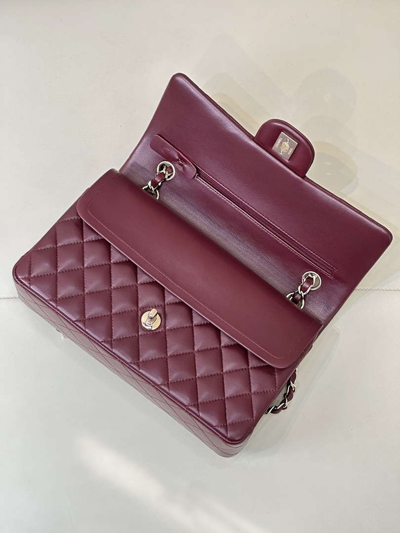 Chanel A01112 Flap Classic 11.12 Handbag Wine Red Lambskin Gold