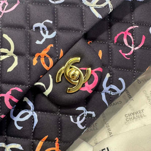 Chanel A01112 Flap Classic 11.12  Printed Fabric & Gold Metal Black & Multicolour - Default Title - View 3