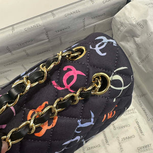 Chanel A01112 Flap Classic 11.12  Printed Fabric & Gold Metal Black & Multicolour - Default Title - View 4
